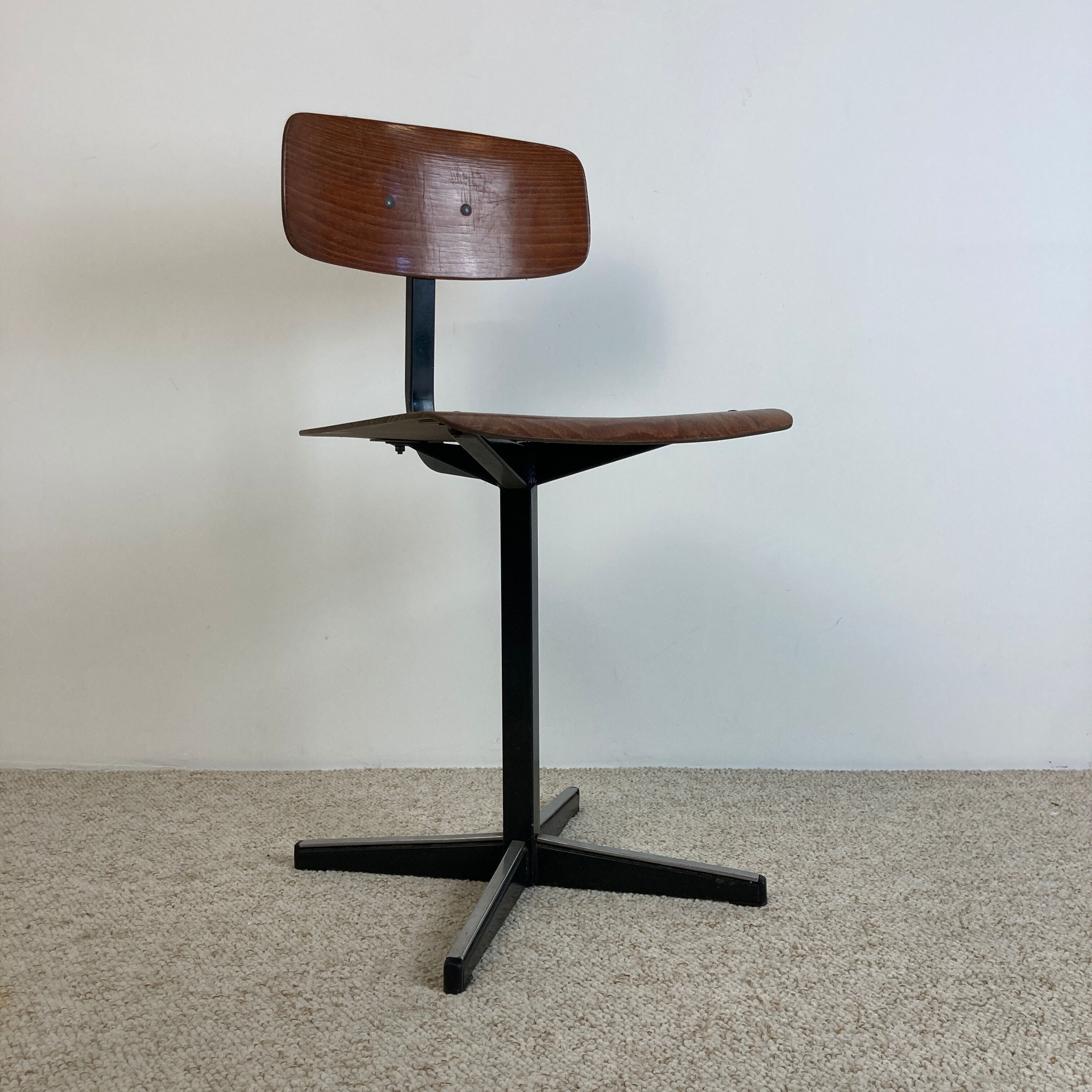 Office children's chair, wooden and metal, 70s