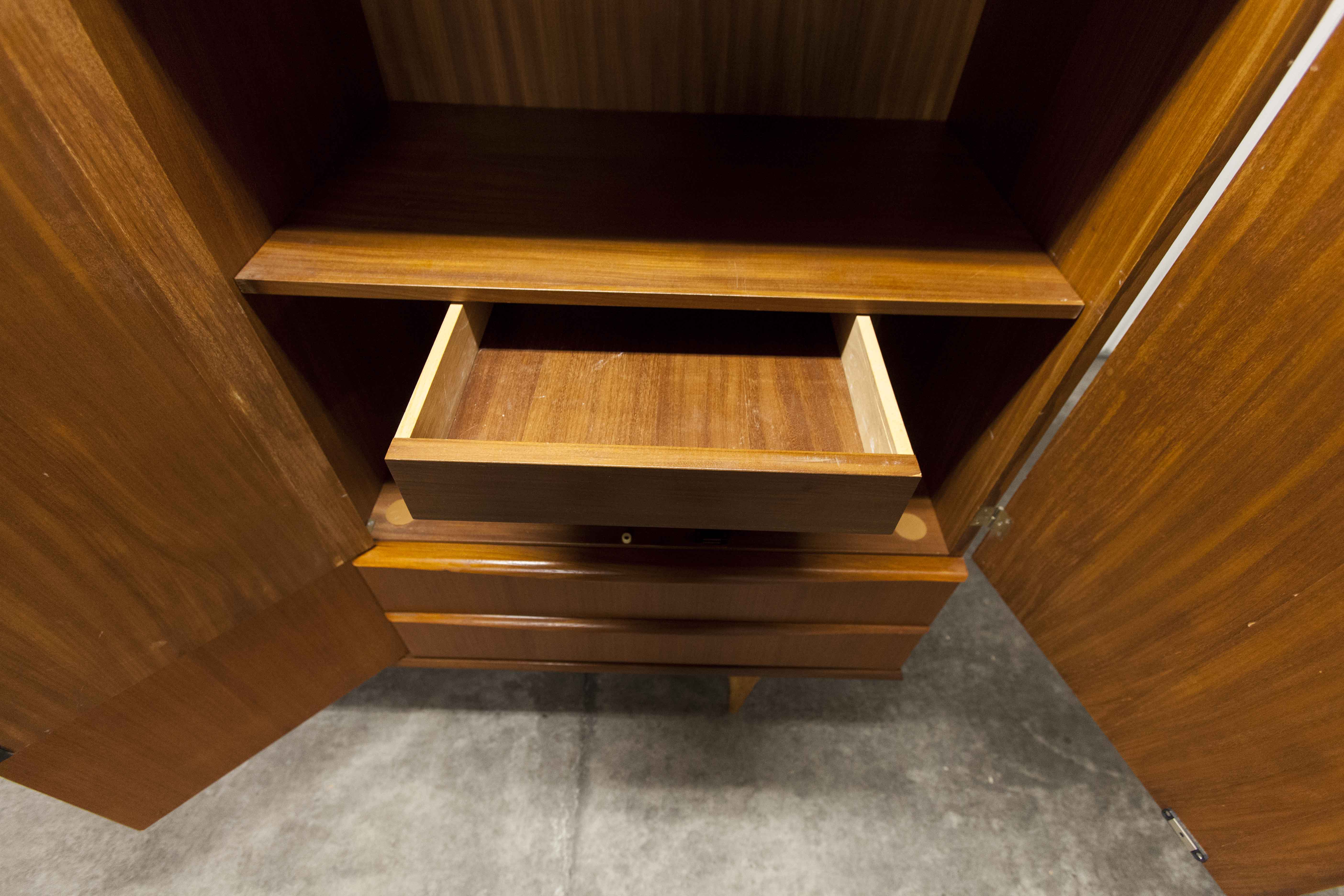 Scandinavian teak cabinet 1960 with mounting plan