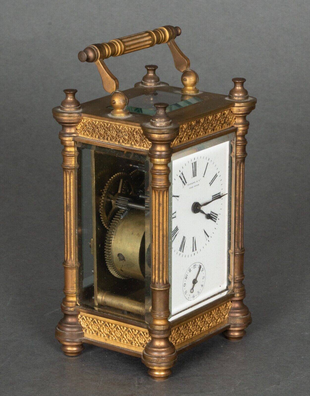 Clock Tiffany & Co New York officer's clock skeleton columns