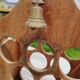 Wooden and brass bottle holder