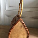 60'S braided wicker basket / hand bag