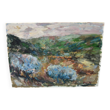 Landscape Oil Painting on Cardboard