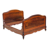 Bed in solid walnut and very old walnut burl