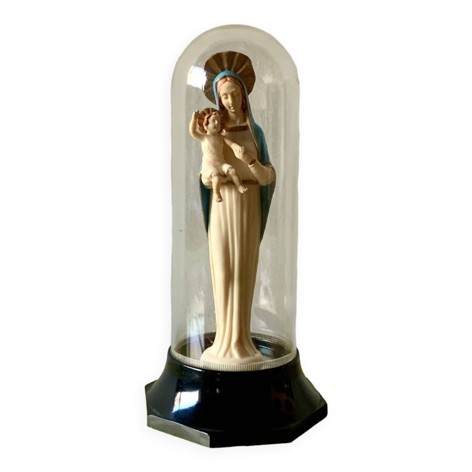 Madonna under bell with Baby Jesus in plastic - Made in Italy - 1960.