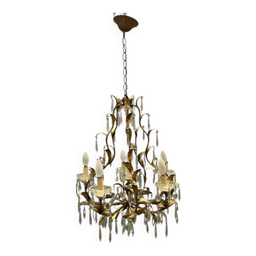 Chandelier tole florentin italien, Italie, années 1950