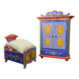 Tyrolean Miniature Wardrobe and Bed Set