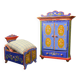Tyrolean miniature wardrobe and bed set
