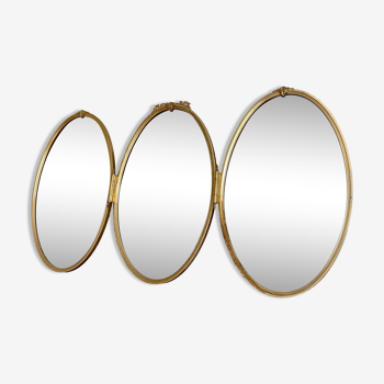 Oval triptych mirror