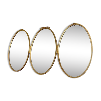 Oval triptych mirror