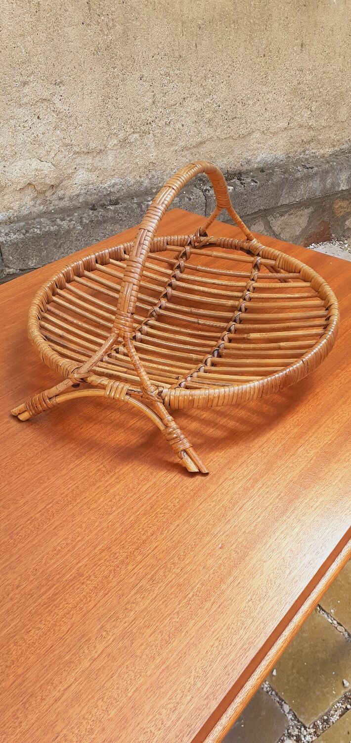 Vintage fruit cup year 50 rattan