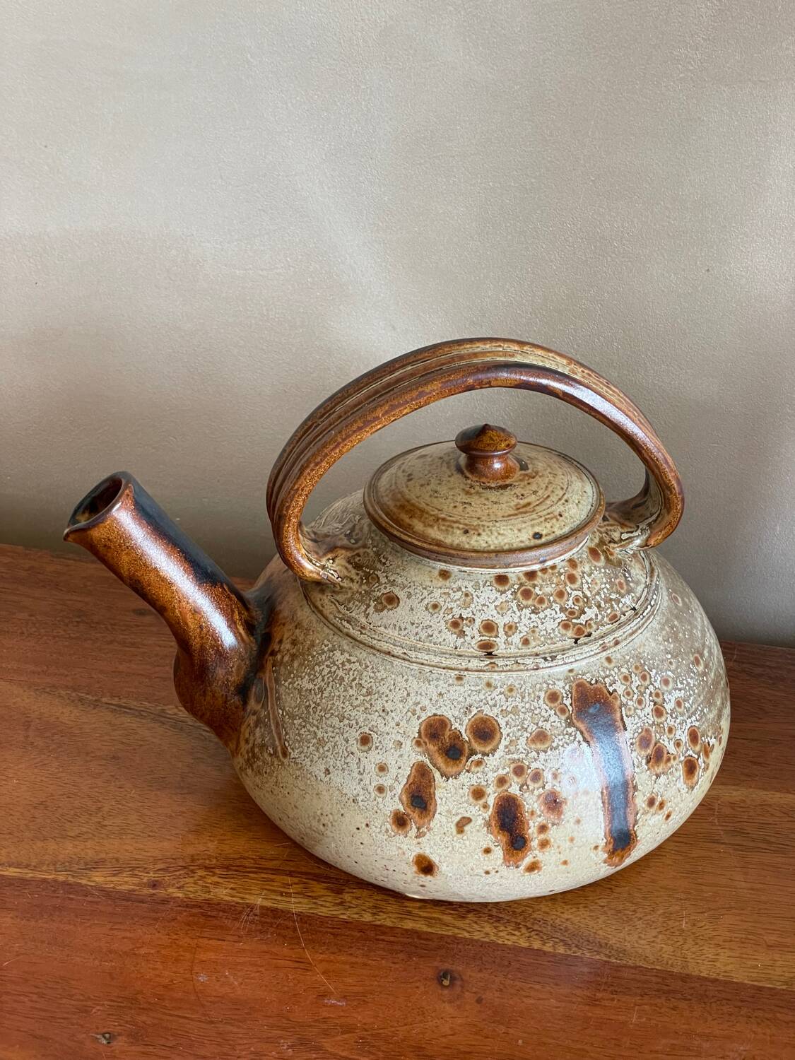 Large stoneware teapot signed JP