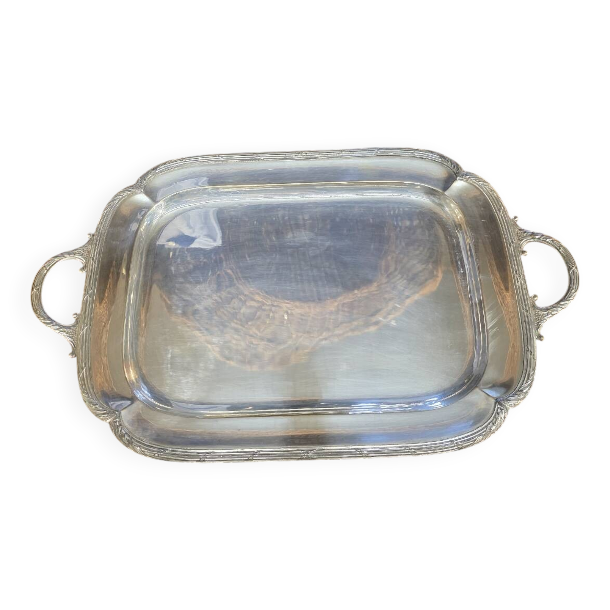 Silver-plated metal tray from the mid-20th century
