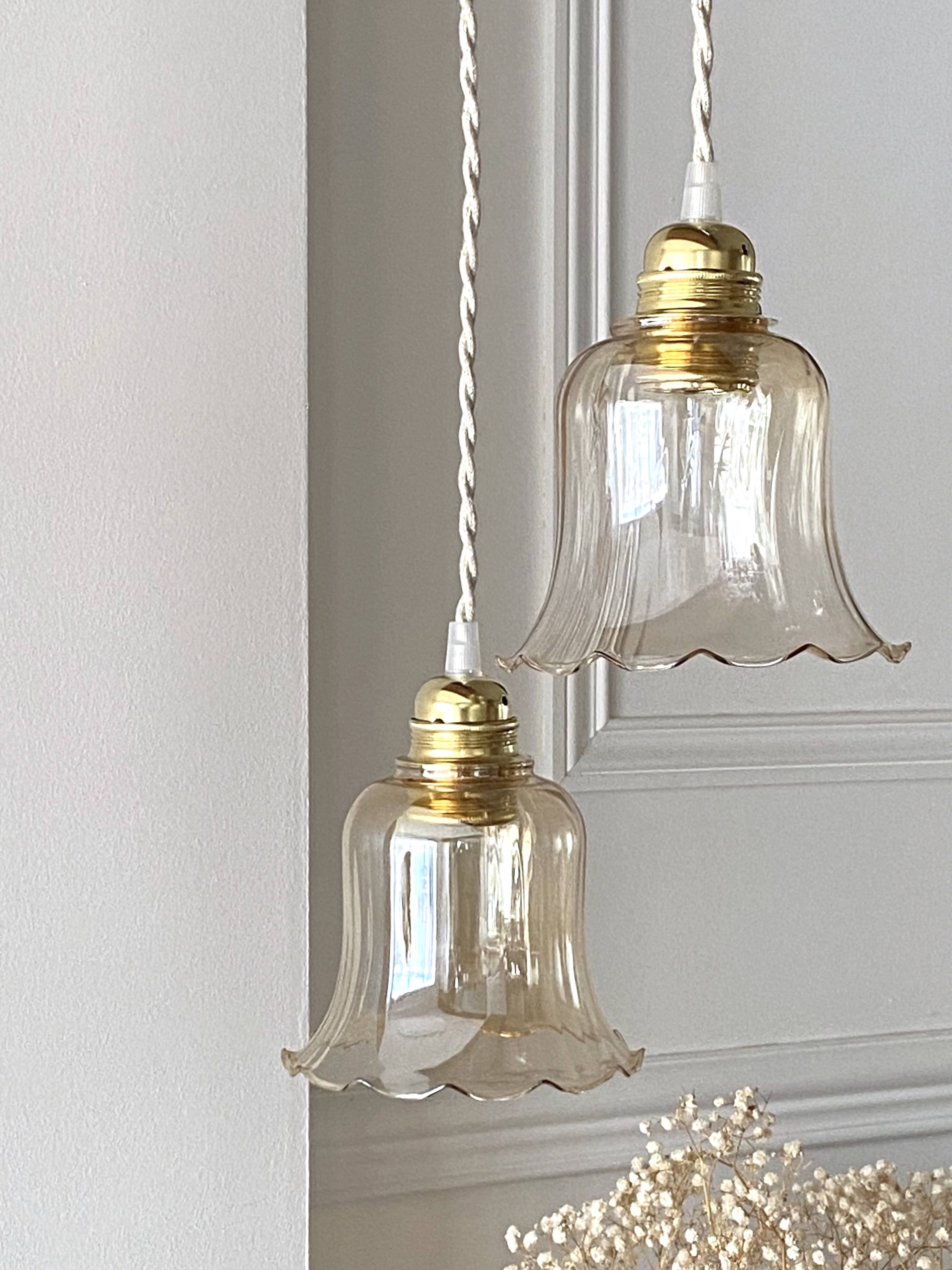 Amber “bell” pendant light