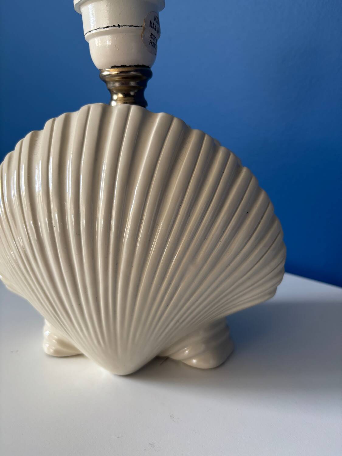Vintage ceramic shell lamp base - Cream white - Bo style