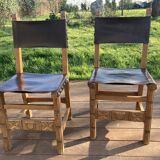 Paire de chaises espagnoles en cuir et bois sculpté – Style Renaissance, XX