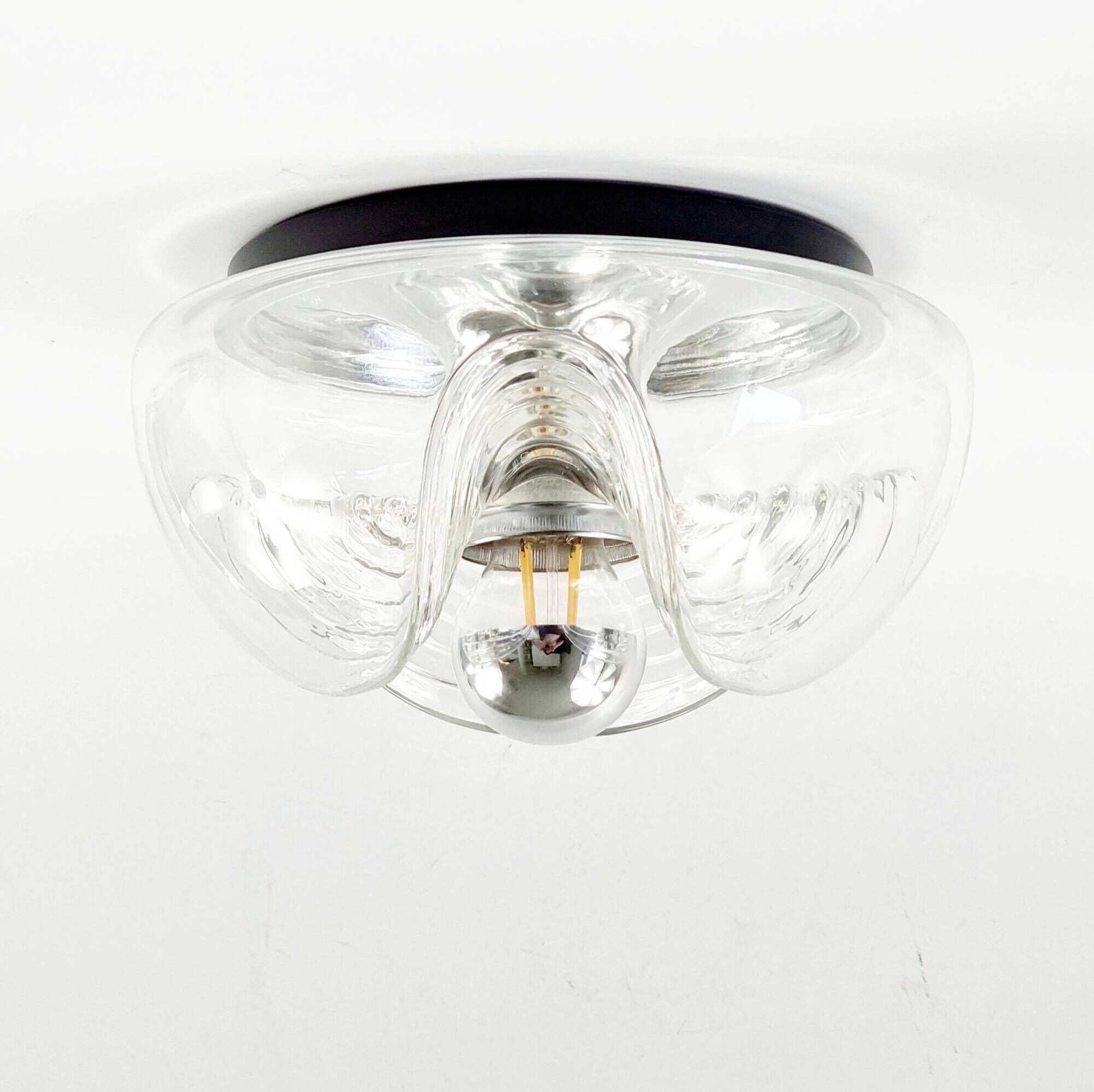 Pair of Space Age Glass 'Wave' Ceiling Lights by Koch & Lowy for P&P, 1970s