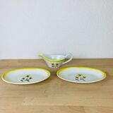 Saucière et deux raviers en faïence vintage