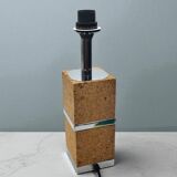 Vintage Modernist Table Lamp Base – Cork and Chrome Design — 1970s