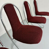 Set of 4 tubular chairs, Italian design, 70s vintage, Cantilever