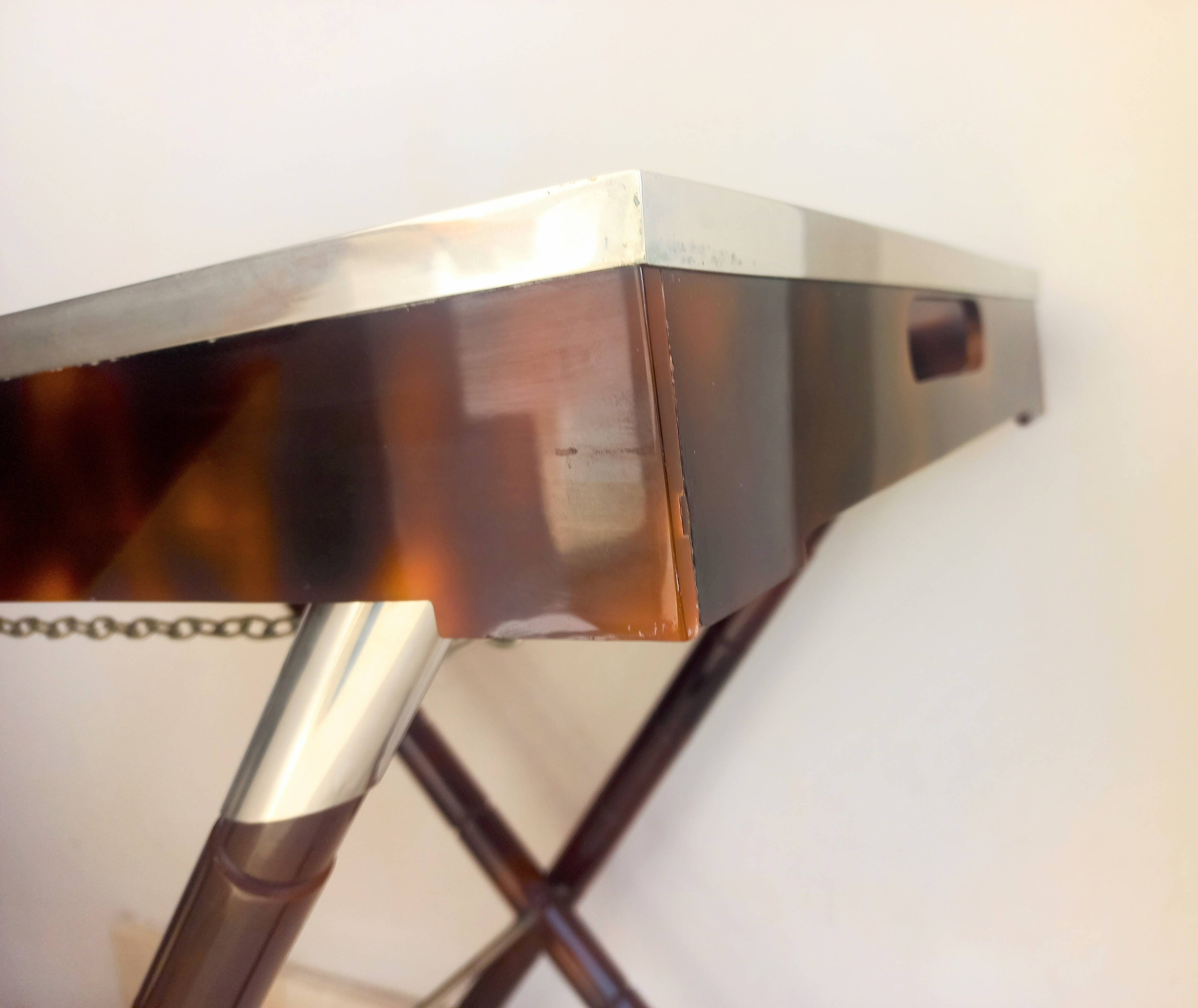 Faux tortoise shell serving tray