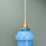 Vintage blue opaline globe pendant light