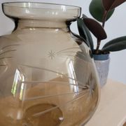 Vase rond en verre fumé motif étoile