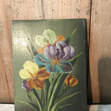 Oil on wood with irises
