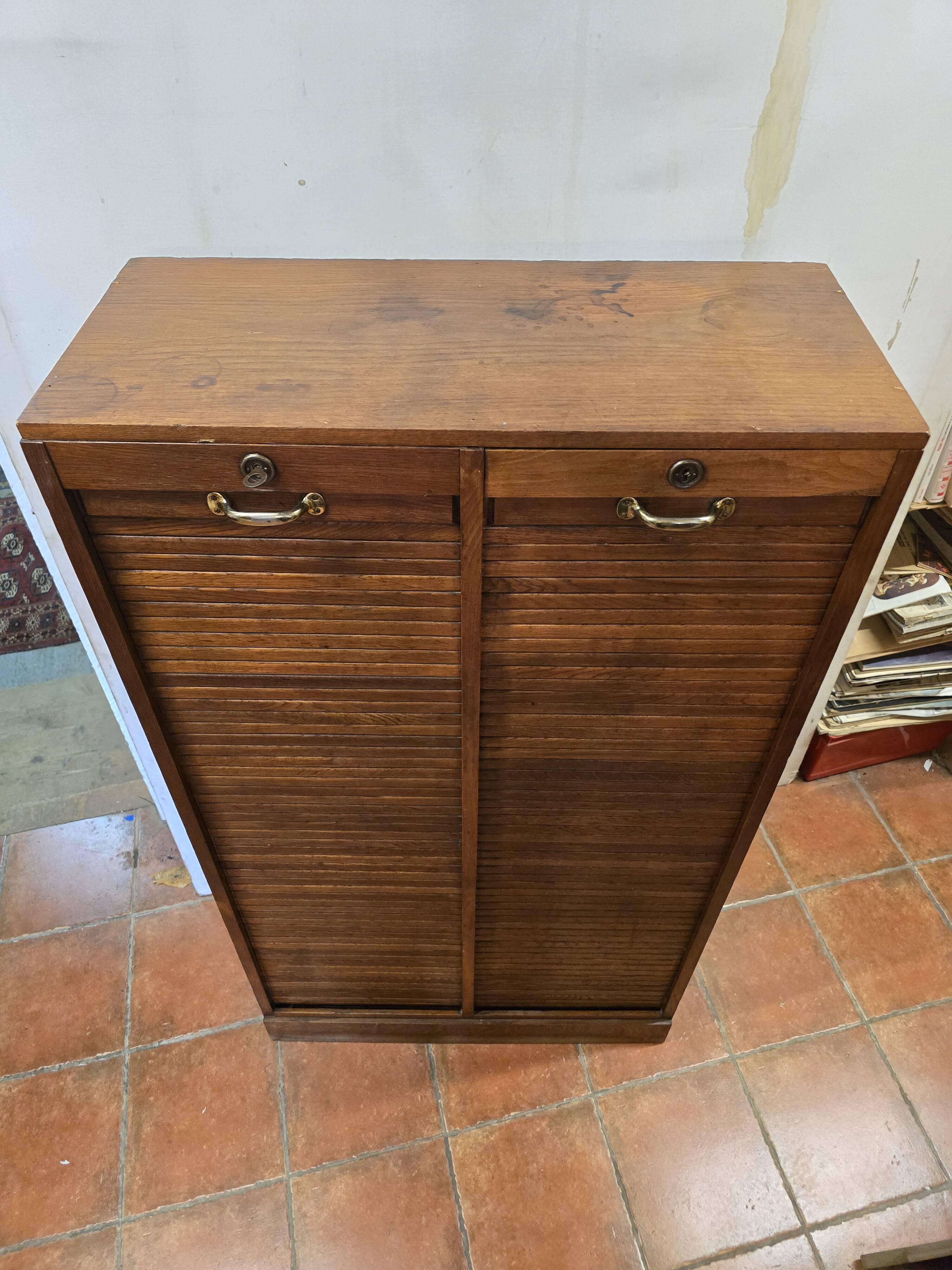 Old double oak filing cabinet