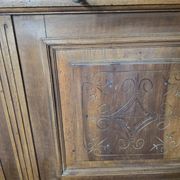 Old locker room or coat rack in walnut