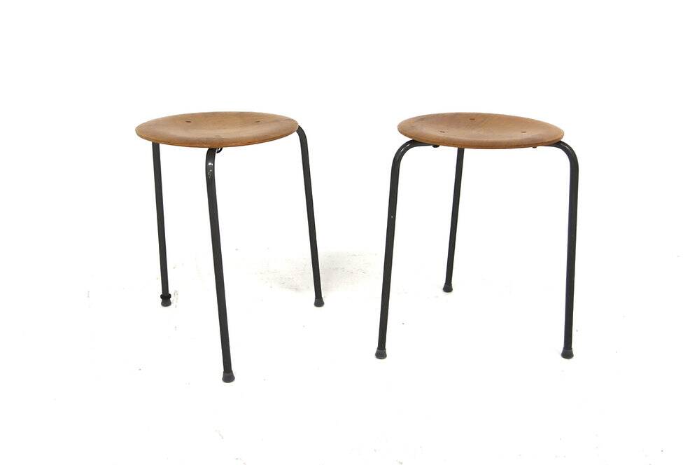 Set de 2 tabourets en teck et métal, Suède, 1960