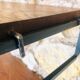Vintage metal and wood wall shelf, Scandinavian circa 60