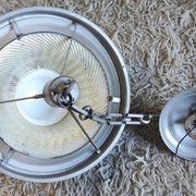 Art deco pendant light in metal, opaline and mercury glass by curtis lighting - 1920s/30s