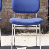 Chairs stella chrome & fabric 1970s, set of 4