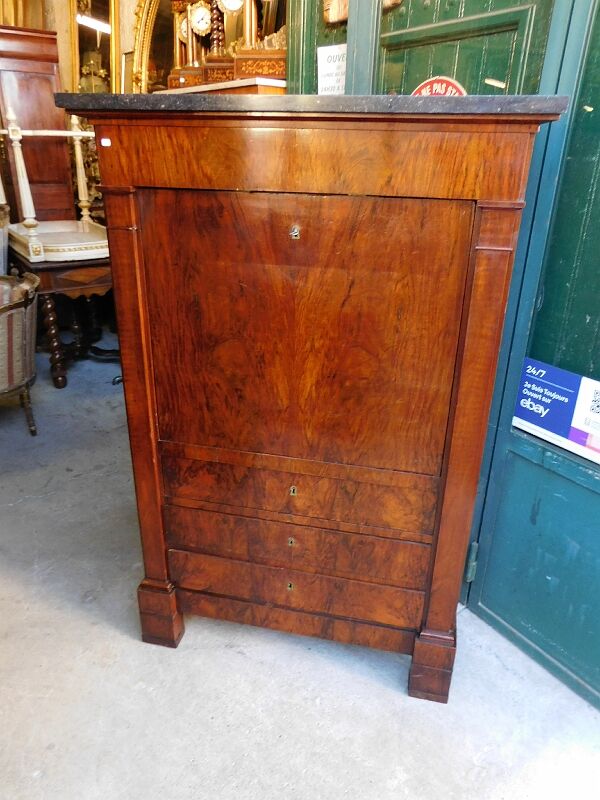 Secretaire a abattant directoire en ronce de noyer du xix ème siecle
