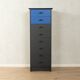 Commode postmoderne des années 1980, noire et bleue, vintage