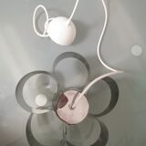 Curved stainless steel hanging lamp, Space Age, 1970