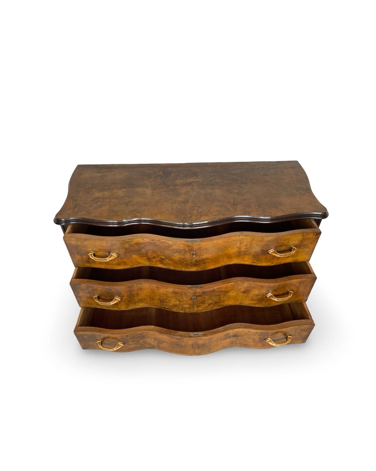 Commode italienne Art déco en loupe de noyer, années 1940-50