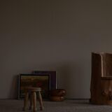 Swedish brutalist mid-century sculptural chair in solid pine.