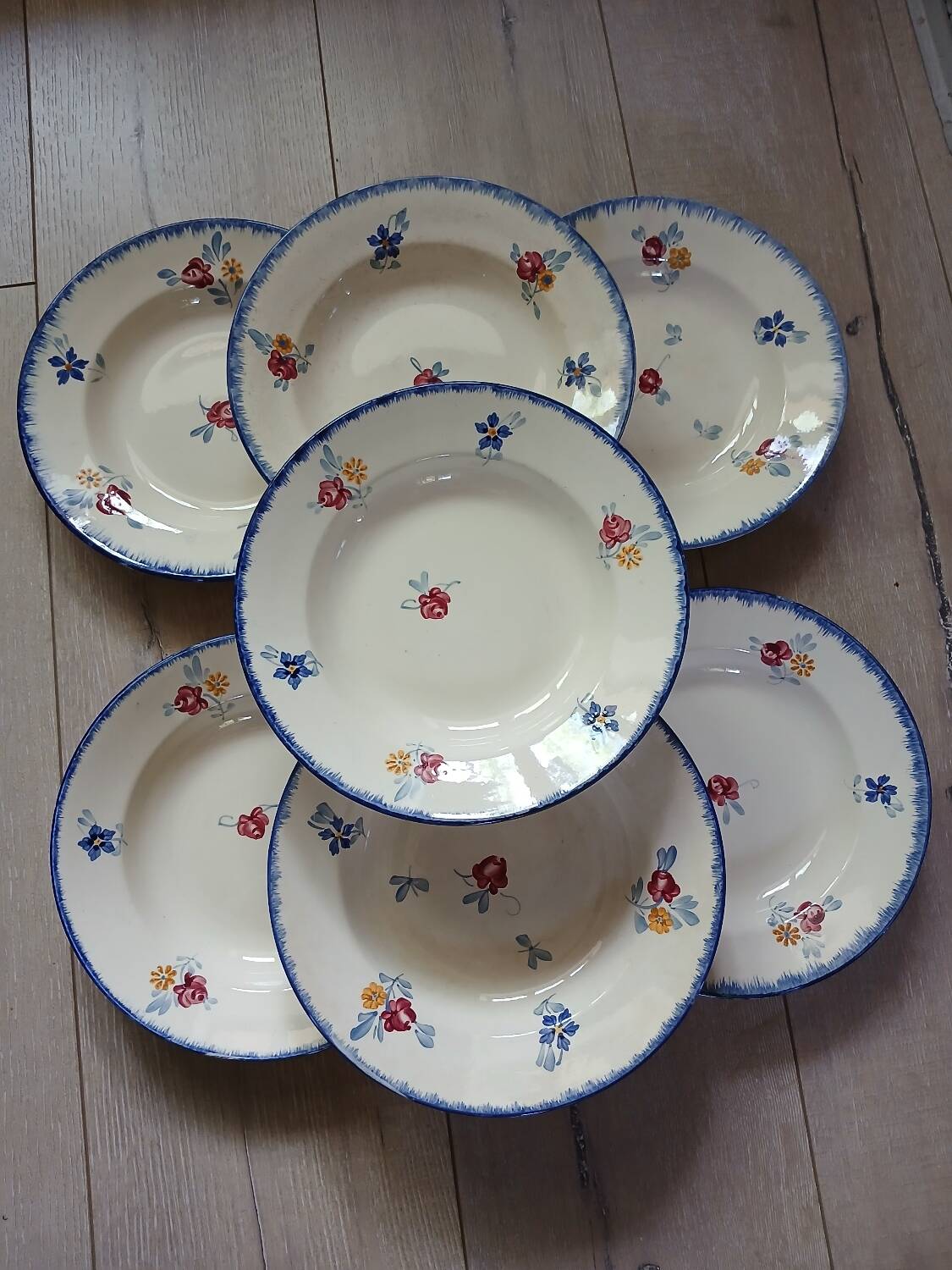 7 Digoin and Sarreguemines soup plates