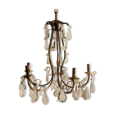 Lustre ancien en laiton et cristal