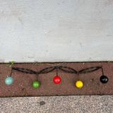 50s coat rack with five vintage balls