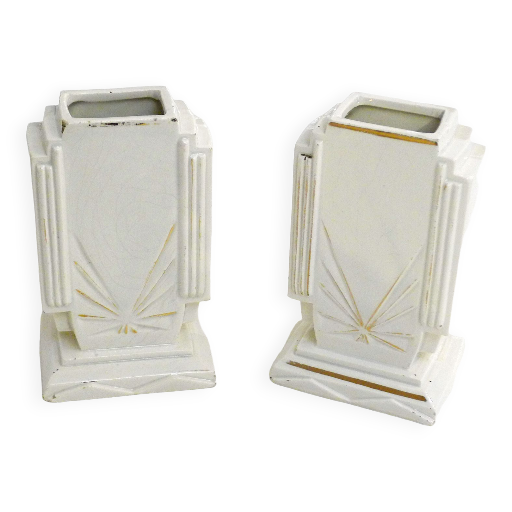 Pair of Art Deco flat vases
