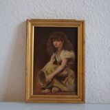 Jeune fille au tambourin Provence peinture ancienne HSP