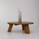 Brutalist round tripod coffee table in solid wood (Oak) Circa 1960