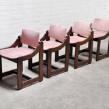 4 chaises de salle à manger en velours italien mi-centrury, années 1960