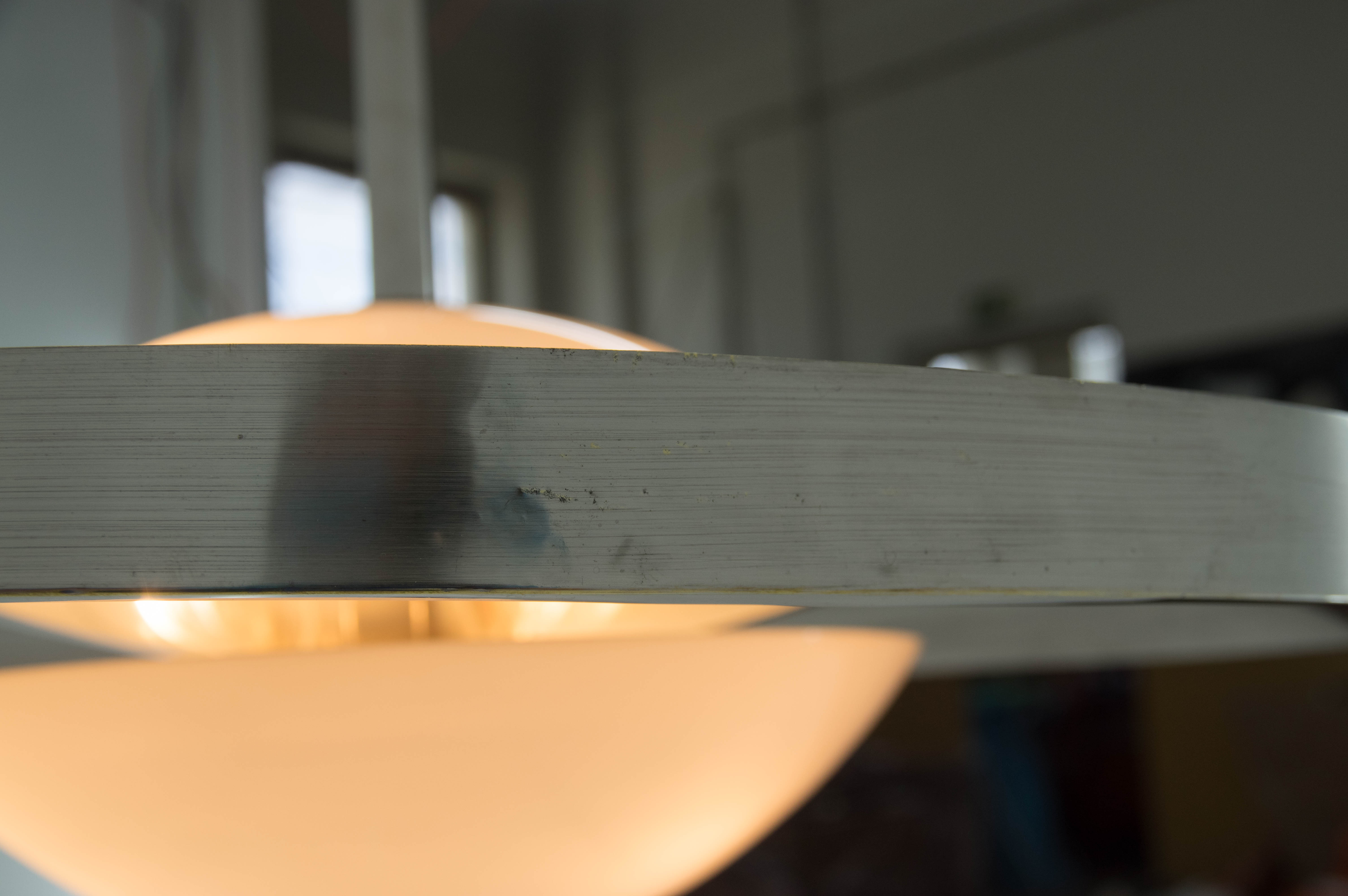 Nickel-plated bauhaus chandelier, czechoslovakia, 1930s