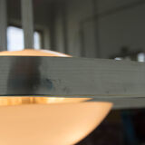 Nickel-plated bauhaus chandelier, czechoslovakia, 1930s