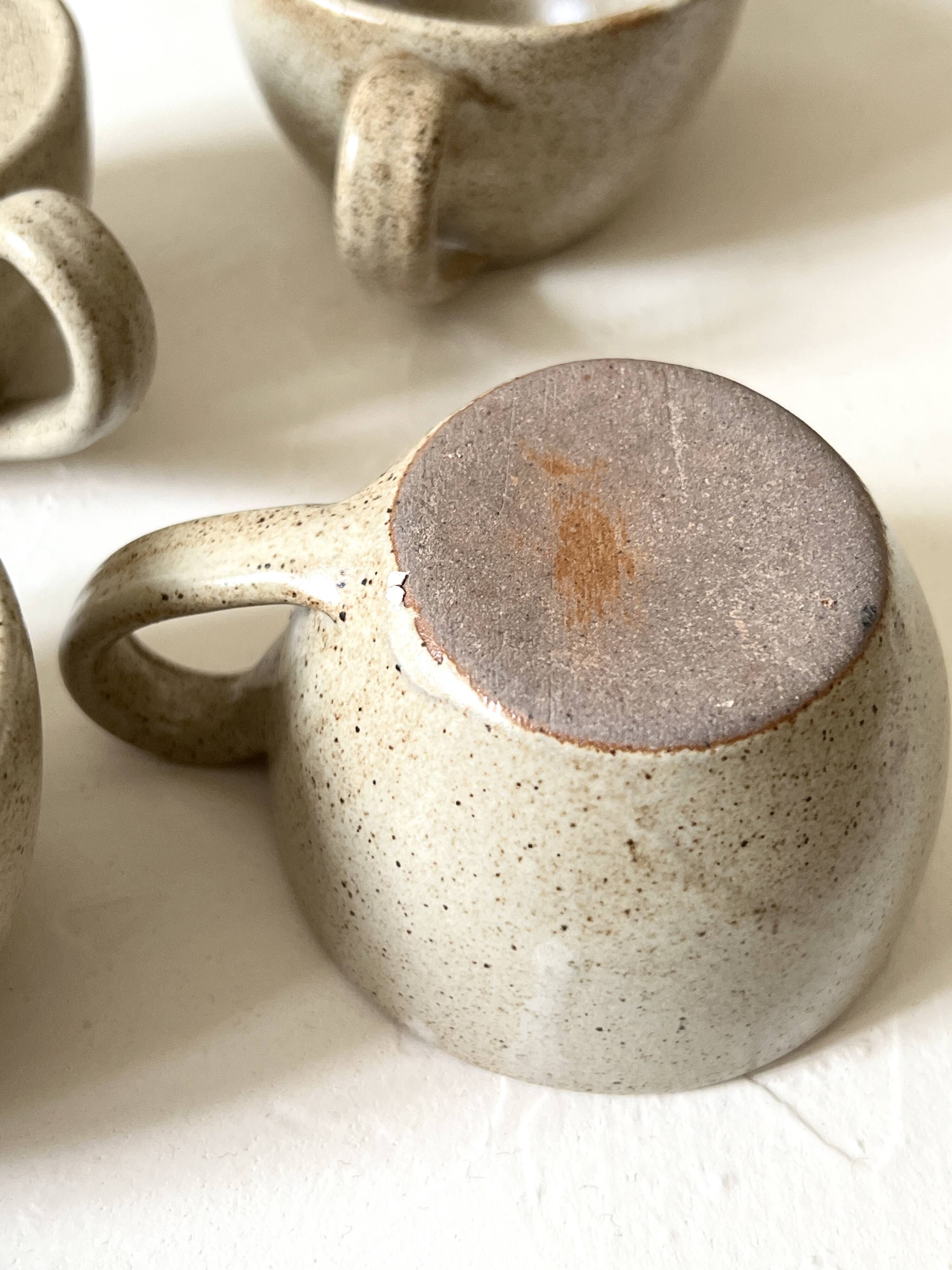 6-cup ceramic coffee service, handcrafted 1970.