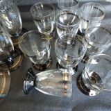 2 series of vintage glasses with black stems from the 1930s.
