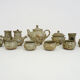 Tea set in glazed sandstone La Hulotte. Folk Art